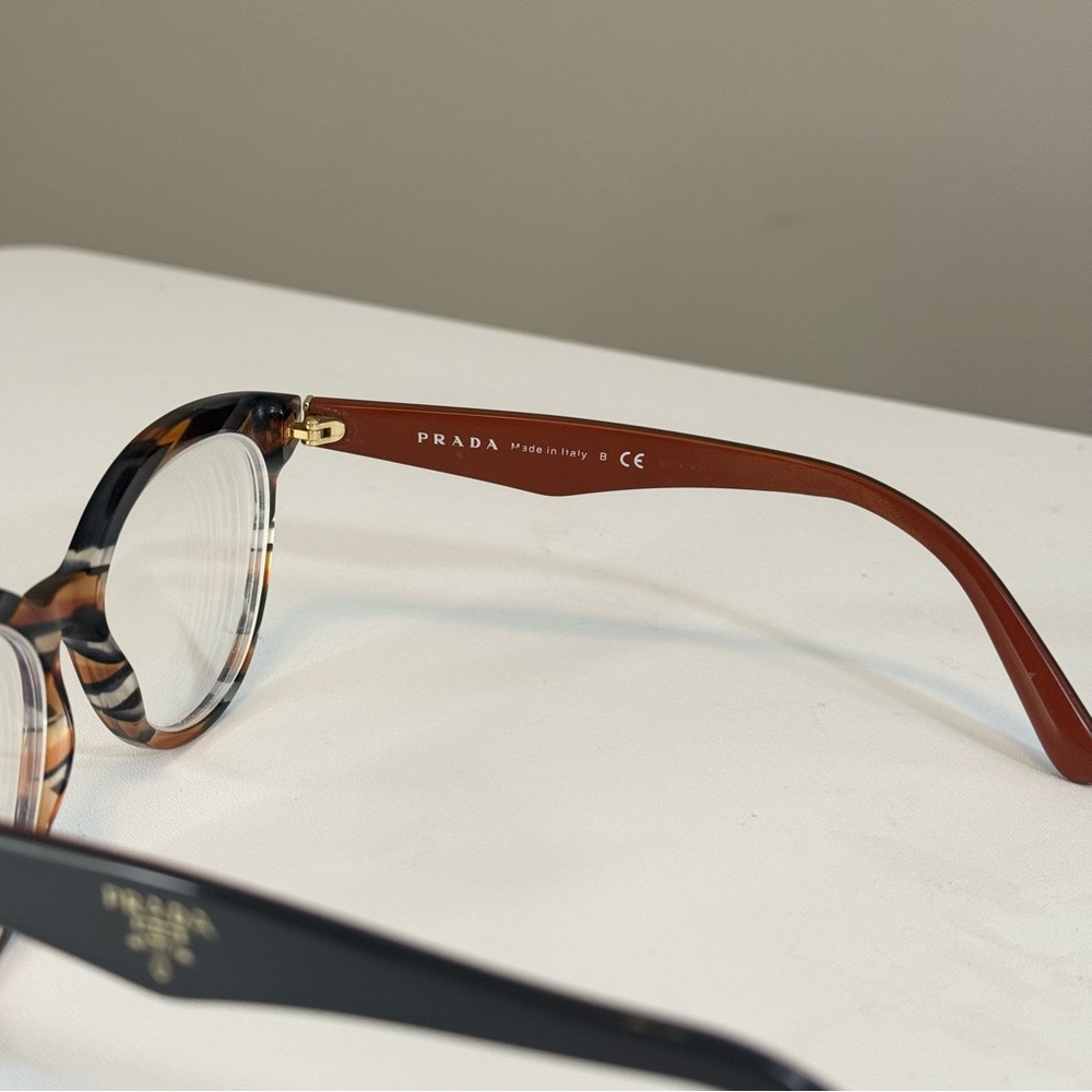 Prada VPR 11R Women's Designer Cat-Eye Eyeglasses Havana Tortoise 52-17-140 Lux - Picture 10 of 12